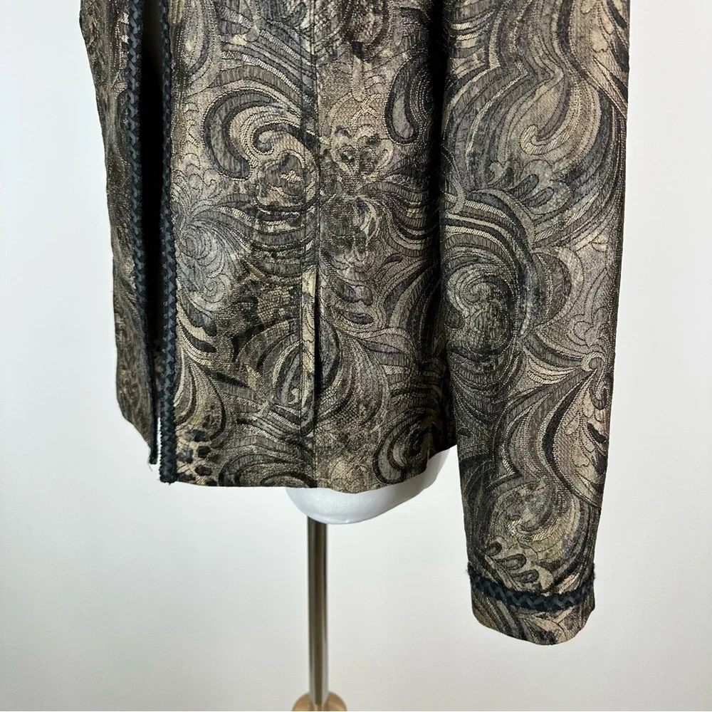Chico’s Brocade Braided Trim Jacket Size Small